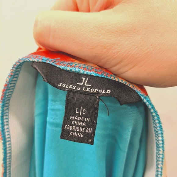 Jules & Leopold floral turquoise print tiered dress - L - Picture 5 of 5